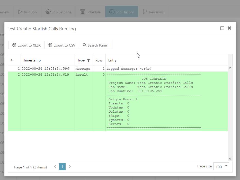 StarfishETL job triggered