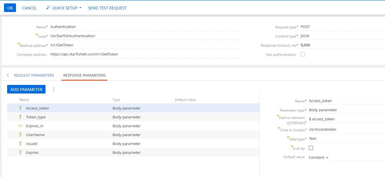 authentication response parameters